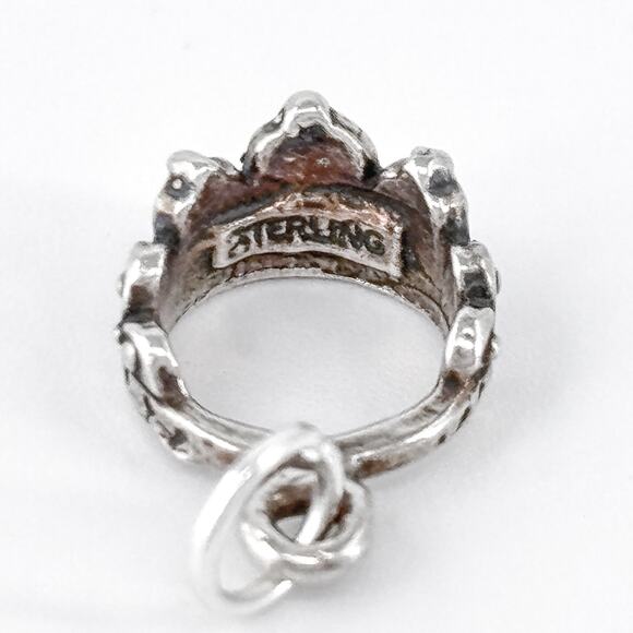 Vintage Sterling Silver 925 Ornate Crown Charm Pendant - Picture 7 of 9